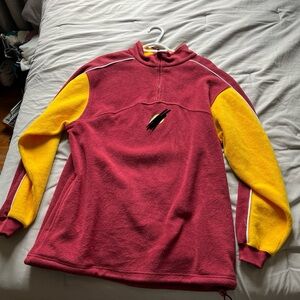 NFL Men's Burgundy and Yellow Zip-Up Fleece Pullover